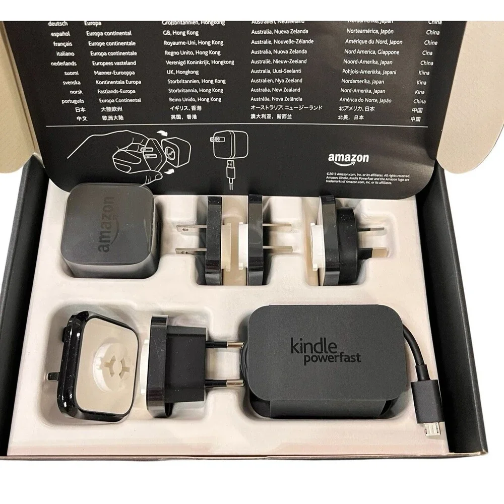 NOB Amazon Kindle Powerfast Travel Power Wall Plug Adapter Kit Worldwide Travel